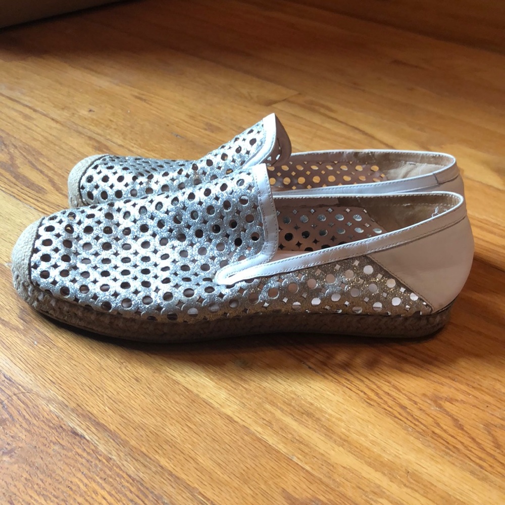 Stuart Weitzman Silver Metallic Leather Espadrille - Picture 4 of 9